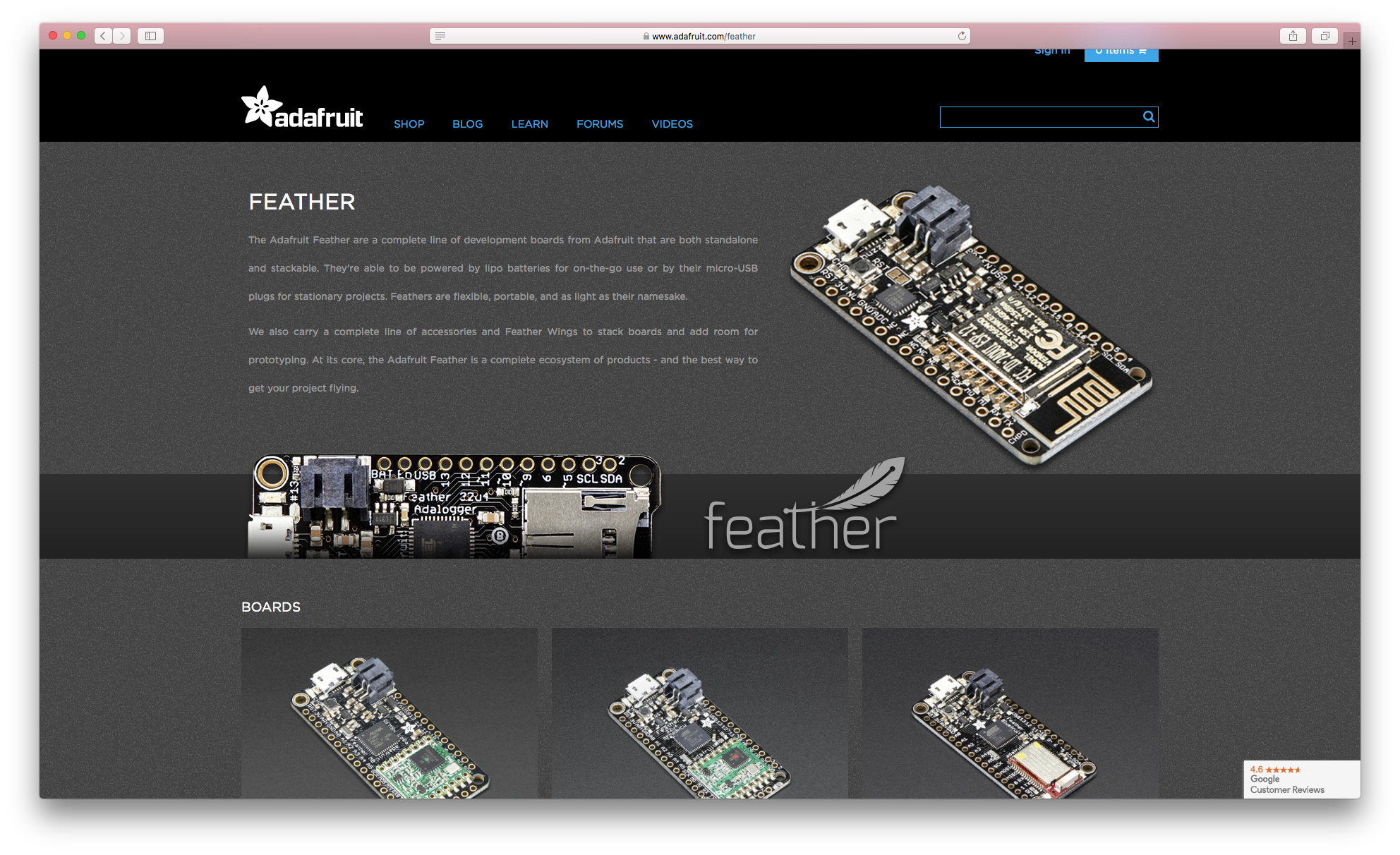 Adafruit's Feather line of dev boards